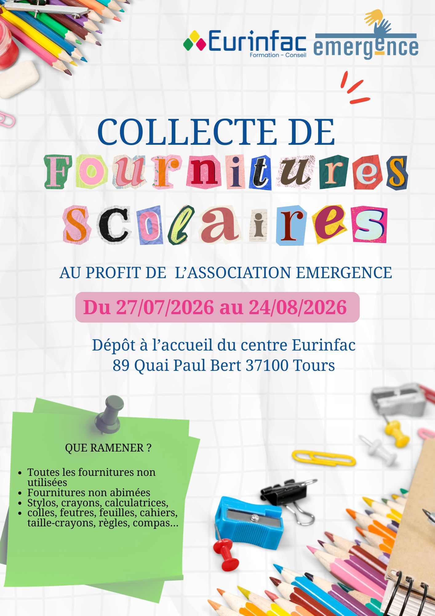 Collecte fournitures scolaires